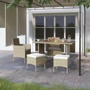Set cu scaun de grădină și taburet, 4 piese, bej, poliratan - Acest set de scaune și taburete pentru grădină, format din 4 piese, este o completare perfectă pentru grădina, curtea și spațiul dvs. de exterior. Mob...