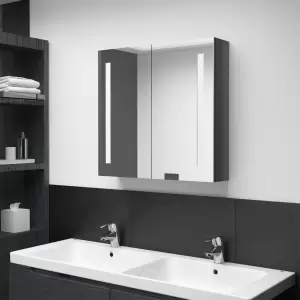 Dulap de baie cu oglindă și LED, gri strălucitor, 62x14x60 cm - Introduceți un element cu un aspect plăcut în baia dvs. cu acest dulap cu oglindă de toaletă și LED! Acest dulap de perete cu oglindă și LED adaugă o...