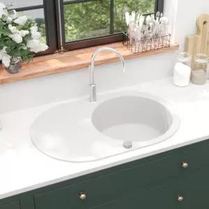 Chiuvetă de bucătărie din granit, alb, un bazin, oval - Această chiuvetă de bucătărie din granit va fi un obiect ușor de utilizat și mereu la modă pentru decorul dvs. de bucătărie. Dispune de un bazin unic,...
