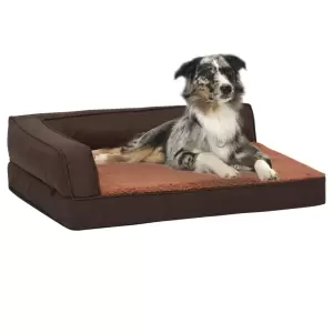 Saltea ergonomică pat de câini maro 60x42 cm aspect in/fleece - Oferiți animalului dvs. un loc confortabil unde să doarmă noaptea și să tragă un pui de somn în timpul zilei, cu această saltea de pat pentru câini. F...