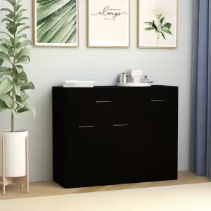Servantă, negru, 88 x 30 x 70 cm, PAL - Această servantă, cu un design minimalist, va fi un element de decor practic și atrăgător în locuința dvs. Fiind fabricată din placă de calitate, serv...