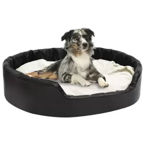 Pat pentru câini, negru/bej, 99x89x21 cm, pluș/piele ecologică - Acest pat pentru câini va câștiga cu siguranță inima animalului dvs. de companie! Prietenul dvs. cu blană va fi mândru să aibă propria sa canapea. Poa...