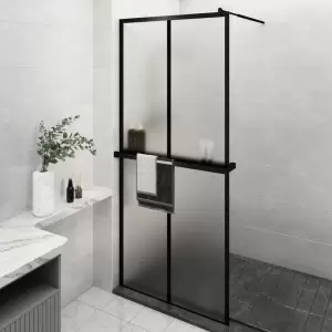 Paravan duș walk-in cu raft negru 90x195 cm sticlă ESG/aluminiu - Aduceți o notă de estetică în baia dvs. cu acest paravan de duș walk-in modern, cu un raft! Material rezistent: Cu o structură inteligentă, sticla ESG...