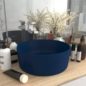 Chiuvetă baie lux albastru închis mat 40x15 cm ceramică rotund - Această chiuvetă rotundă, realizată din ceramică premium, este un element de decor ideal pentru baia, spălătorul sau toaleta dvs. Suprafața sa mată și...