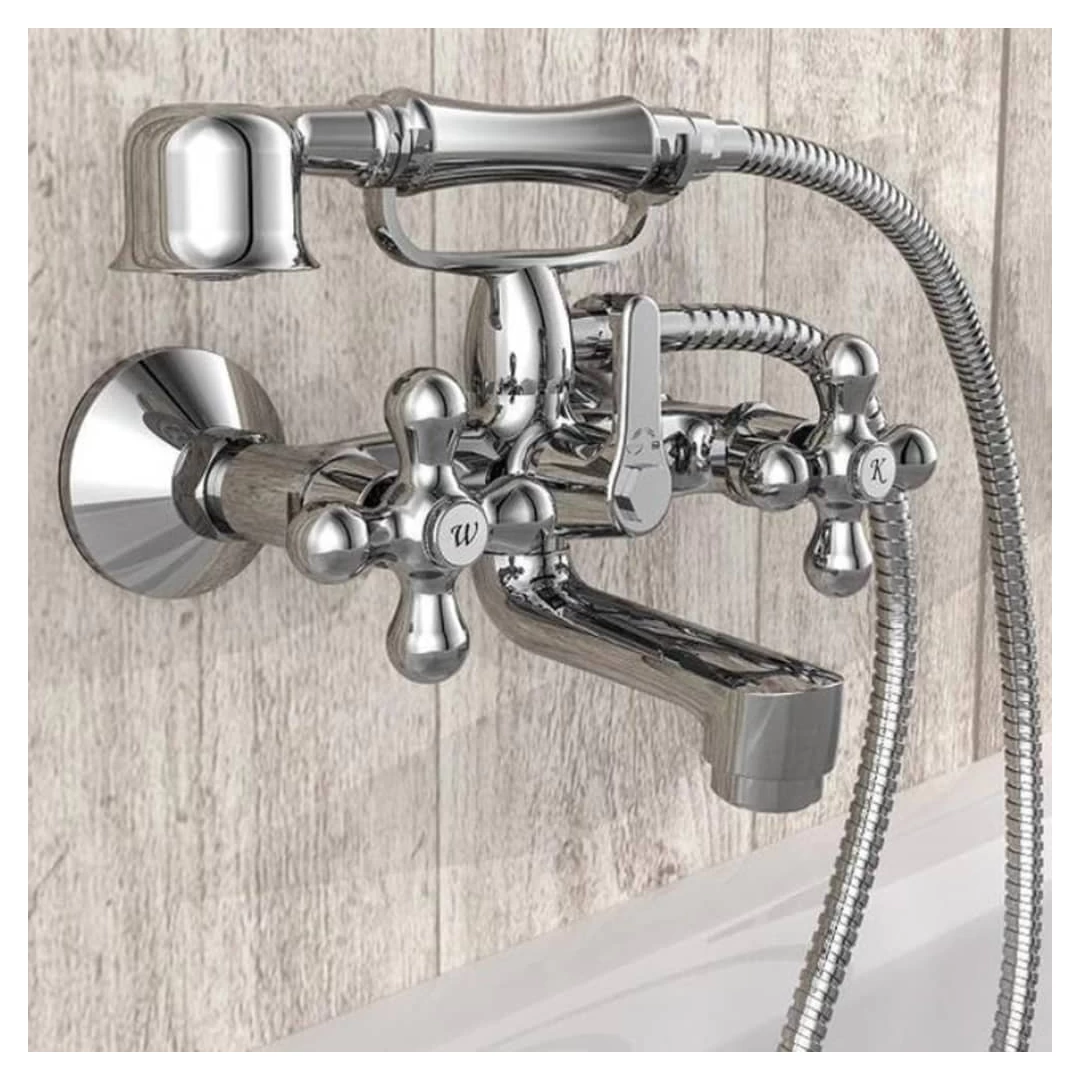 SCHÜTTE Baterie de baie cu 2 mânere și duș de mână ELK, crom - Un robinet bun de baie este esențial în orice locuință. De la spălarea mâinilor până la un duș, bateria mixer premium cu 2 mânere ELK, cu finisaj crom...