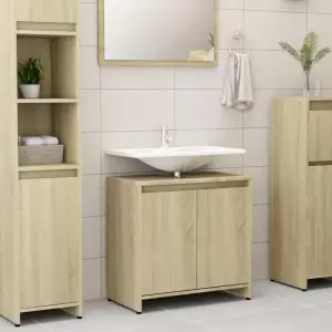 Dulap de baie, stejar Sonoma, 60 x 33 x 61 cm, PAL - Cu acest dulap de baie, puteți crea spațiu de depozitare suplimentar, oferind băii dvs. un aspect deosebit și ordonat. Liniile simple și designul eleg...