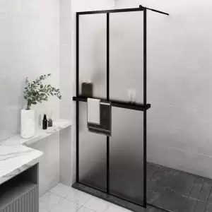 Paravan duș walk-in cu raft negru 100x195cm sticlă ESG/aluminiu - Aduceți o notă de estetică în baia dvs. cu acest paravan de duș walk-in modern, cu un raft! Material rezistent: Cu o structură inteligentă, sticla ESG...