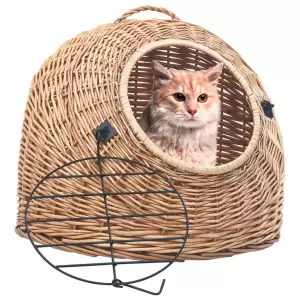 Coș de transport pentru pisici, 50x42x40 cm, răchită naturală - Cu acest coș pentru pisici, felinele dvs. se vor simți în siguranță și protejate atunci când călătoriți sau le duceți la veterinar. Datorită designulu...