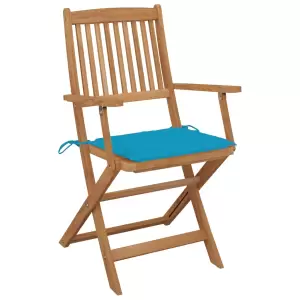 Scaune grădină pliabile cu perne, 2 buc., lemn masiv acacia - Aceste scaune pliante din lemn masiv de acacia, cu perne, oferă un loc perfect pentru a vă relaxa și a vă bucura de soare, în grădină sau pe terasă. A...