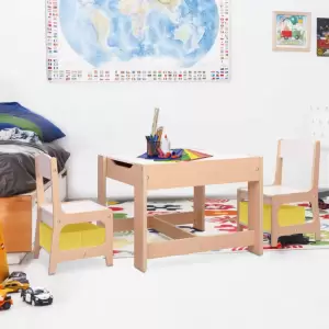 Masă pentru copii cu 2 scaune, MDF - Acest set multifuncțional de masă și scaune pentru copii, cu un design atractiv, creează un loc excelent pentru copiii dvs. să se joace, să creeze, să...