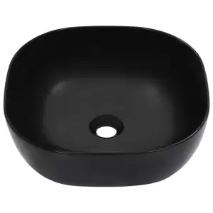 Chiuvetă de baie, negru, 42,5x42,5x14,5 cm, ceramică - Fabricată din ceramică, această chiuvetă pătrată va aduce o notă elegantă și mereu la modă în orice baie, spălătorie, vestiar sau toaletă. Chiuveta de...