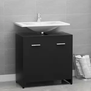 Dulap de baie, negru, 60 x 33 x 61 cm, PAL - Cu acest dulap de baie, puteți crea spațiu de depozitare suplimentar, oferind băii dvs. un aspect deosebit și ordonat. Liniile simple și designul eleg...