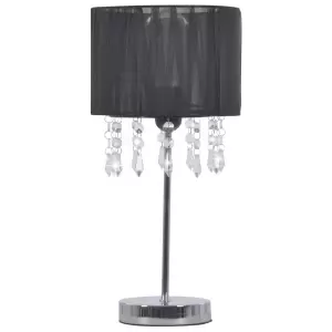 Lampă de birou, negru, E27, rotund - Adăugați o atmosferă modernă în decorul interior al locuinței dvs. cu această lampă clasică de birou! Această lampă de birou cu mărgele de cristal se...