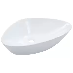 Chiuvetă de baie, alb, 58,5 x 39 x 14 cm, ceramică - Fabricată din ceramică, această chiuvetă triunghiulară va aduce o notă elegantă și mereu la modă în orice baie, spălătorie, vestiar sau toaletă. Chiuv...