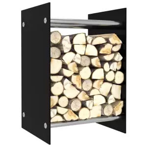 Rastel lemne de foc, negru, 40 x 35 x 60 cm, sticlă - Acest rastel pentru lemne de foc, cu o formă dreptunghiulară, este o soluție ideală pentru depozitarea îngrijită a lemnelor dvs. de foc. Acest raft pe...
