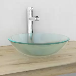 Chiuvetă din sticlă securizată, 42 cm, mătuită - Această chiuvetă aurie din sticlă călită de calitate superioară va aduce un plus de eleganță în orice baie sau toaletă publică și a fost concepută pen...