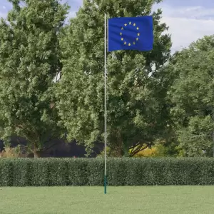 Steag Europei și stâlp din aluminiu, 6,23 m - Combinând stâlpul secțional cu steagul Europei, acest set de steag național va deveni elementul de atracție din grădina dvs., la petreceri sau la even...