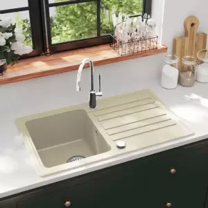 Chiuvetă de bucătărie din granit, bej, un bazin - Această chiuvetă de bucătărie din granit va fi un obiect ușor de utilizat și mereu la modă pentru decorul dvs. de bucătărie. Dispune de un bazin unic,...