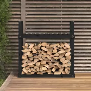 Rastel pentru lemne de foc negru 110x35x108,5 cm lemn masiv pin - Acest rastel pentru lemne de foc este o soluție ideală pentru depozitarea ordonată a lemnelor de foc.  Lemn masiv de pin: Lemnul masiv de pin este un...