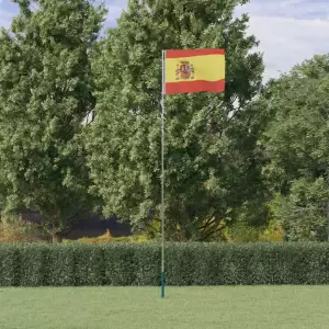 Steag Spania și stâlp din aluminiu, 5,55 m - Combinând stâlpul telescopic cu steagul Spaniei, acest set de steag național va deveni elementul de atracție din grădina dvs., la petreceri sau la eve...