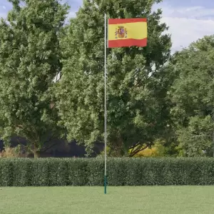 Steag Spania și stâlp din aluminiu, 6,23 m - Combinând stâlpul secțional cu steagul Spaniei, acest set de steag național va deveni elementul de atracție din grădina dvs., la petreceri sau la even...