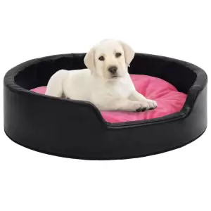 Pat pentru câini, negru/roz, 99x89x21 cm, pluș/piele ecologică - Acest pat pentru câini va câștiga cu siguranță inima animalului dvs. de companie! Prietenul dvs. cu blană va fi mândru să aibă propria sa canapea. Poa...