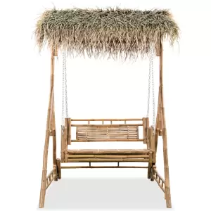 Balansoar cu 2 locuri, cu frunze de palmier, 202 cm, bambus - Acest balansoar cu 2 locuri de calitate este o alegere perfectă pentru relaxare și distracție cu familia și prietenii dvs. în grădină, pe terasă sau p...