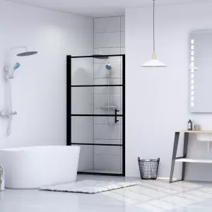 Ușă de duș, negru, 100 x 178 cm, sticlă securizată - Această ușă de duș modernă aduce un aer de estetică industrială în baia dvs.! Oferă un design rafinat, cu materiale premium, pentru a crea un perete d...