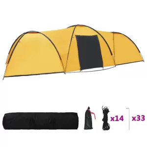 Cort camping tip iglu, 8 persoane, galben, 650x240x190 cm - Acest cort de camping are o încăpere spațioasă pentru până la 8 persoane cu bagaje. Este perfect pentru campare în familie, cu copiii, sau pentru un w...