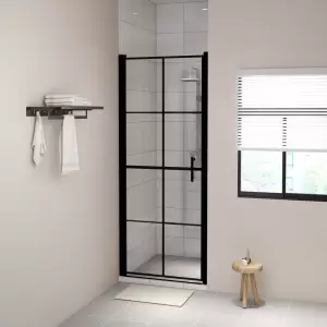 Ușă de duș, negru, 91 x 195 cm, sticlă securizată - Adăugați un aer industrial băii dvs. cu această ușă de duș modernă! Oferă un stil rafinat cu materiale premium, pentru a crea un paravan minimalist la...
