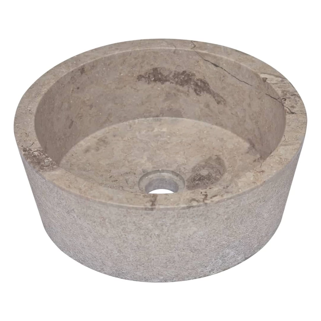 Chiuvetă, gri, Ø40x15 cm, marmură - Această chiuvetă din marmură emană un farmec modern și va fi un adevărat punct de atracție în baia sau în toaleta dumneavoastră. Acest lavoar deosebit...