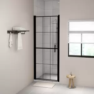 Ușă de duș, negru, 81 x 195 cm, sticlă securizată - Adăugați un aer industrial băii dvs. cu această ușă de duș modernă! Oferă un stil rafinat cu materiale premium, pentru a crea un paravan minimalist la...