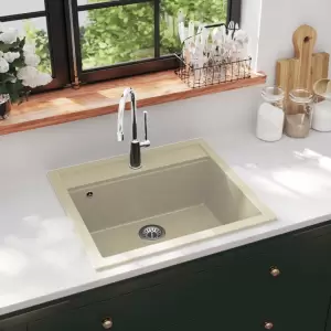 Chiuvetă de bucătărie din granit, bej, bazin unic - Această chiuvetă de bucătărie din granit va fi un obiect ușor de utilizat și mereu la modă pentru decorul dvs. de bucătărie. Dispune de un bazin unic,...