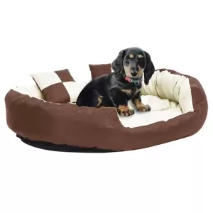 Pernă reversibilă lavabilă pentru câini maro/crem, 110x80x23 cm - Oferiţi-i animalului dvs. de companie un loc confortabil unde să doarmă noaptea și să tragă un pui de somn în timpul zilei, cu această pernă reversibi...
