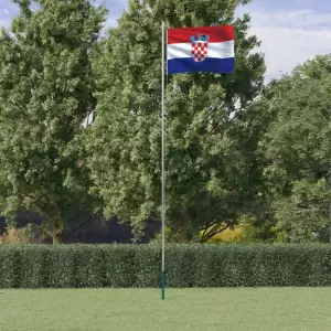Steag Croația și stâlp din aluminiu, 6,23 m - Combinând stâlpul secțional cu steagul Croației, acest set de steag național va deveni elementul de atracție din grădina dvs., la petreceri sau la eve...