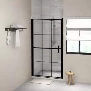 Ușă de duș, negru, 100 x 178 cm, sticlă securizată - Adăugați un aer industrial băii dvs. cu această ușă de duș modernă! Oferă un stil rafinat cu materiale premium, pentru a crea un paravan minimalist la...