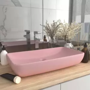 Chiuvetă dreptunghiulară de lux, roz mat, 71 x 38 cm, ceramică - Lavoarul dreptunghiular este realizat din ceramică premium, fiind un element de decor ideal pentru orice baie, toaletă sau budoar. Suprafața sa mată ș...