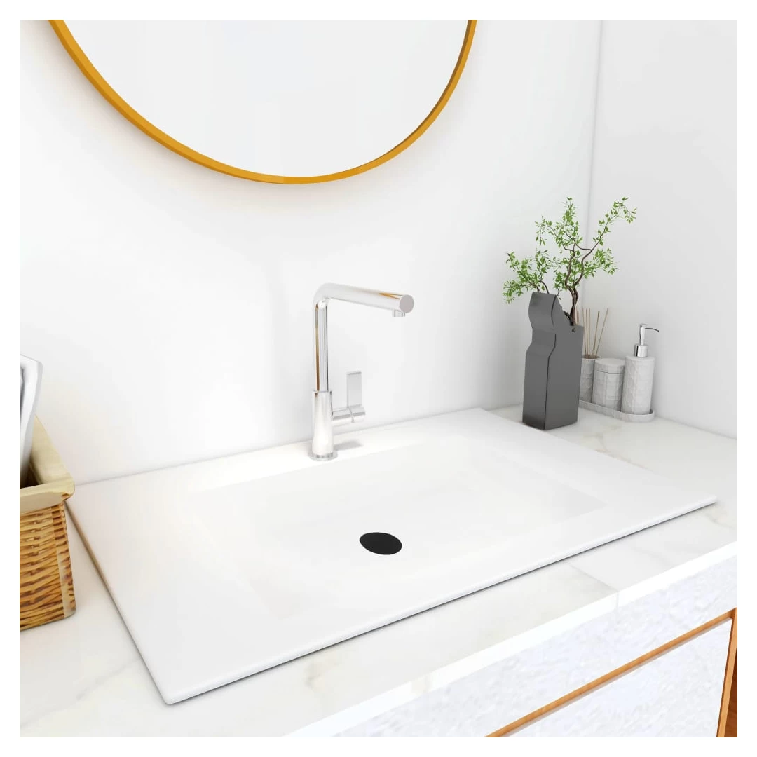 Chiuvetă încorporată, alb, 800 x 460 x 130 mm, SMC - Această chiuvetă încorporată aduce o completare perfectă pentru baia, spălătorul sau toaleta dvs. Chiuveta de toaletă servește drept vas pentru utiliz...