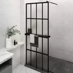 Paravan duș walk-in cu raft negru 80x195 cm sticlă ESG/aluminiu - Aduceți o notă de estetică în baia dvs. cu acest paravan de duș walk-in modern, cu un raft! Material rezistent: Cu o structură inteligentă, sticla ESG...