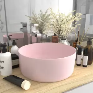 Chiuvetă de baie lux, roz mat, 40x15 cm, ceramică, rotund - Această chiuvetă rotundă, realizată din ceramică premium, este un element de decor ideal pentru baia, spălătorul sau toaleta dvs. Suprafața sa mată și...