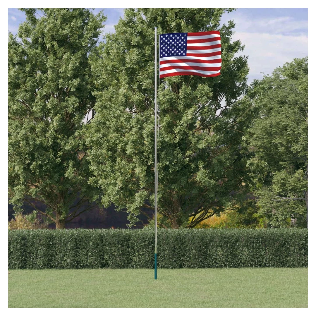 Steag SUA și stâlp din aluminiu, 6,23 m - Combinând stâlpul secțional cu steagul SUA, acest set de steag național va deveni elementul de atracție din grădina dvs., la petreceri sau la evenimen...