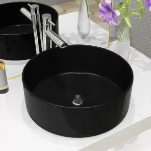 Bazin chiuvetă ceramic, Rotund Negru 40x15 cm - Această chiuvetă, realizată din ceramică de cea mai bună calitate, va aduce un plus de eleganță în orice baie, toaletă sau vestiar. Acest bazin cerami...