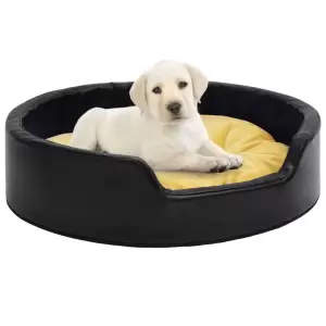 Pat pentru câini, negru/galben 99x89x21 cm pluș/piele ecologică - Acest pat pentru câini va câștiga cu siguranță inima animalului dvs. de companie! Prietenul dvs. cu blană va fi mândru să aibă propria sa canapea. Poa...