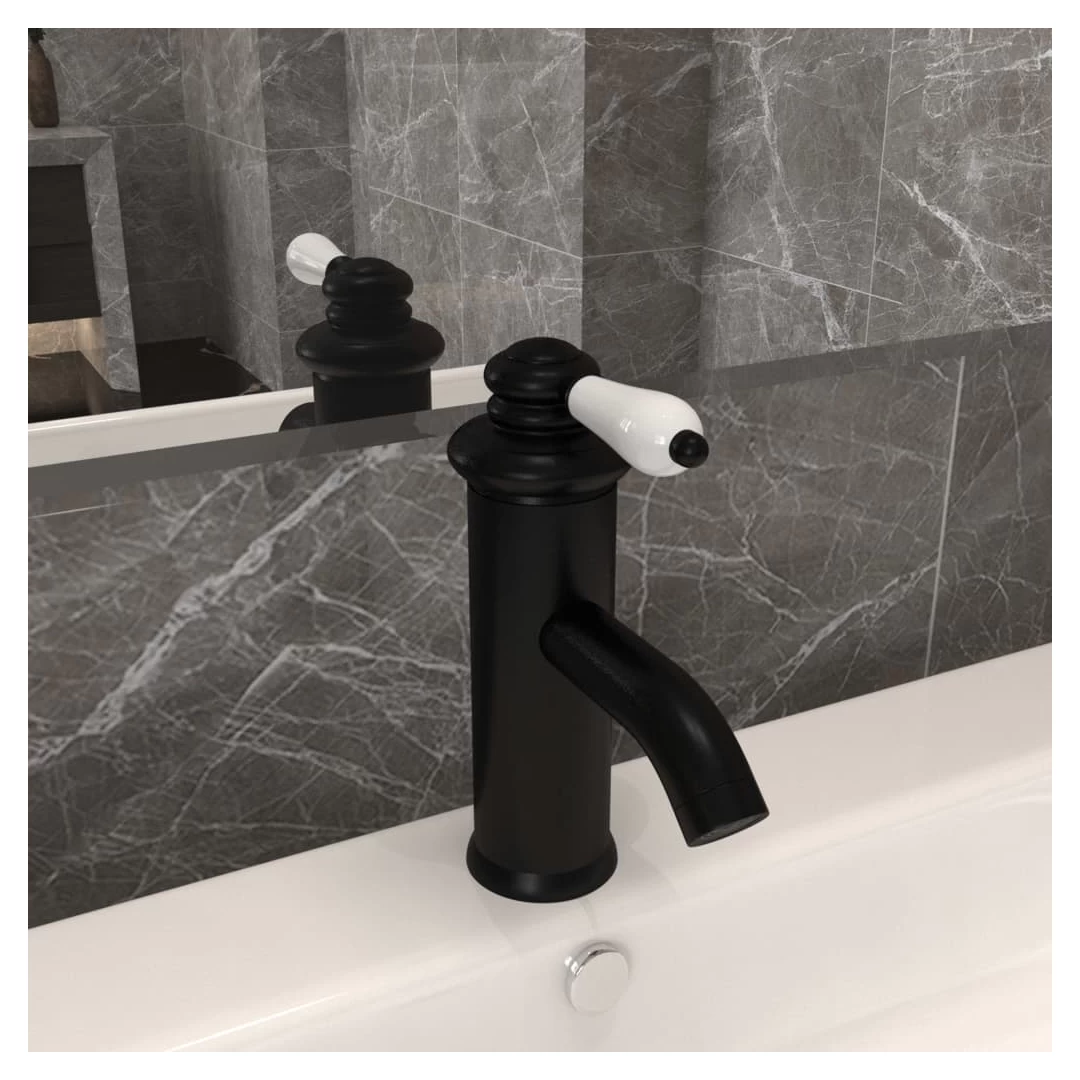 Robinet chiuvetă de baie, negru, 130x180 mm - Un robinet bun pentru lavoar este esențial în fiecare baie. De la spălarea mâinilor până la periajul dinților și bărbierit, robinetul pentru chiuvetă...