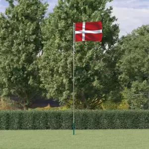 Steag Danemarca și stâlp din aluminiu, 5,55 m - Combinând stâlpul telescopic cu steagul Danemarcei, acest set de steag național va deveni elementul de atracție din grădina dvs., la petreceri sau la...