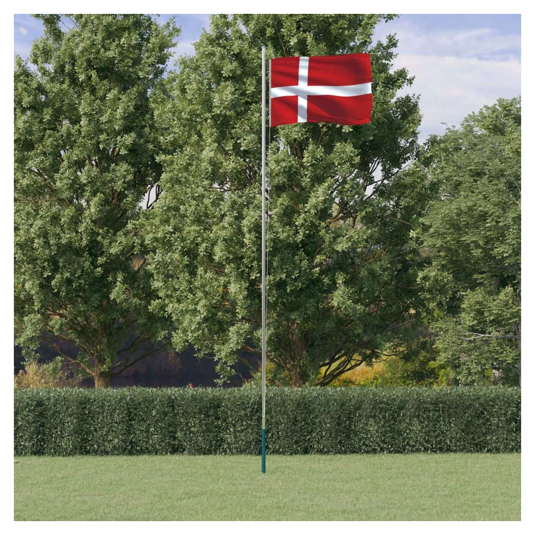 Steag Danemarca și stâlp din aluminiu, 6,23 m - Combinând stâlpul secțional cu steagul Danemarcei, acest set de steag național va deveni elementul de atracție din grădina dvs., la petreceri sau la e...