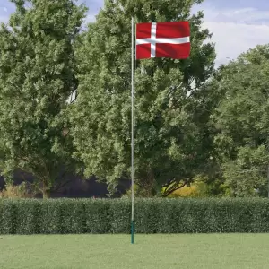 Steag Danemarca și stâlp din aluminiu, 6,23 m - Combinând stâlpul secțional cu steagul Danemarcei, acest set de steag național va deveni elementul de atracție din grădina dvs., la petreceri sau la e...