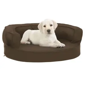 Saltea ergonomică pat de câini, maro, 60x42 cm aspect in/fleece - Oferiți animalului dvs. un loc confortabil unde să doarmă noaptea și să tragă un pui de somn în timpul zilei, cu această saltea de pat pentru câini. F...