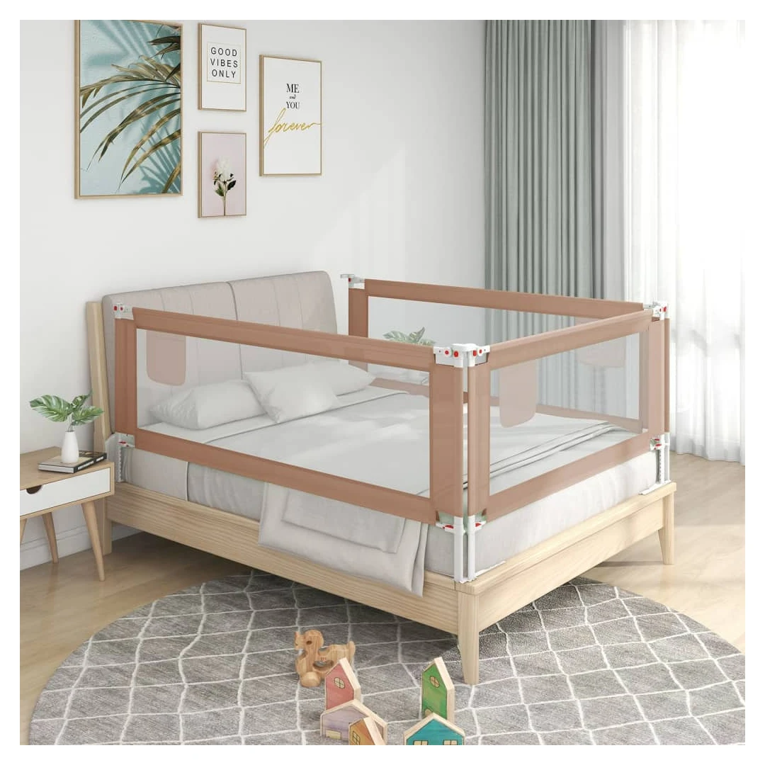 Balustradă de protecție pat copii, gri taupe, 180x25 cm, textil - Această balustradă de pat oferă o protecție optimă împotriva căderii și asigură vise dulci pentru micuțul dvs. Fabricată din țesătură de poliester lav...