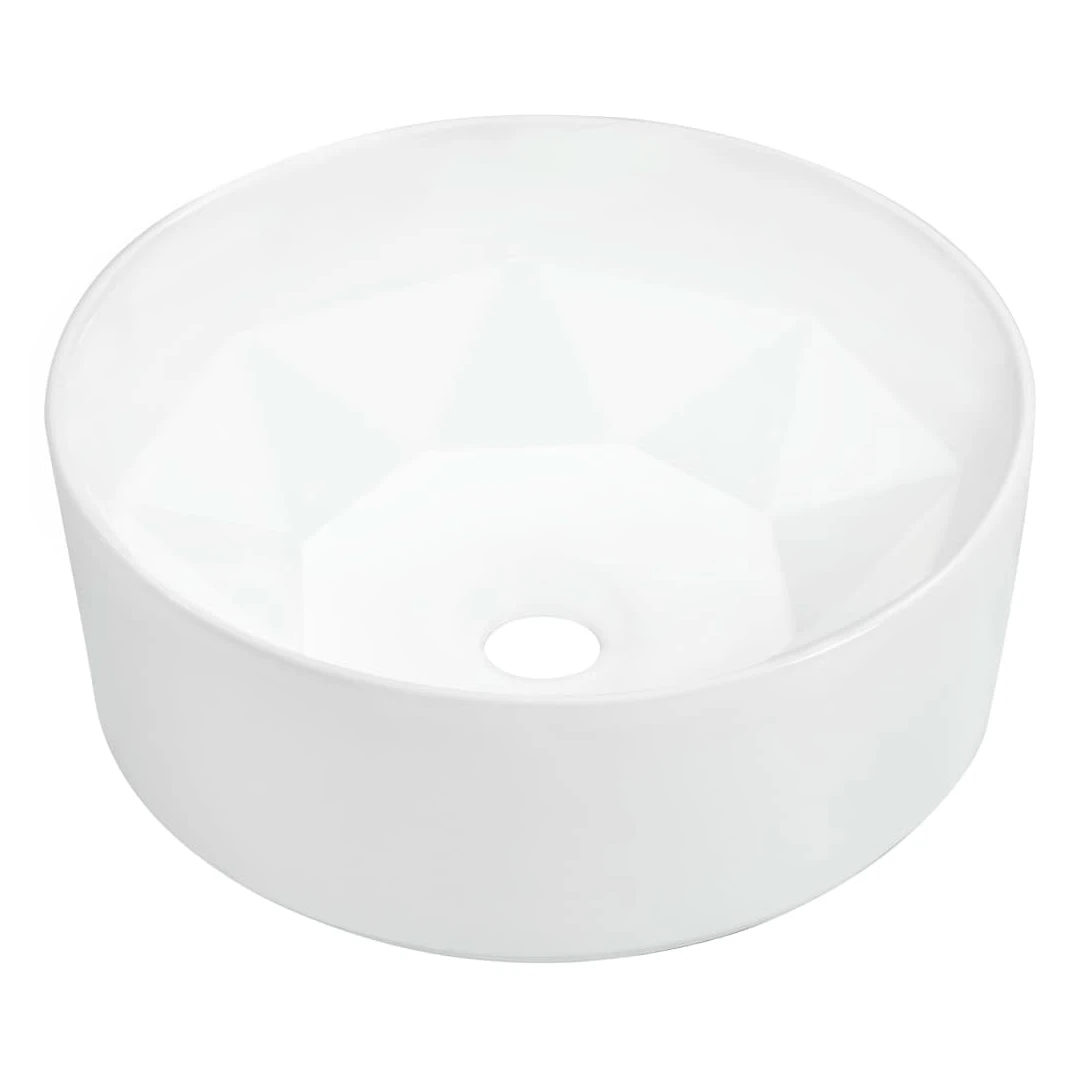 Chiuvetă de baie, alb, 36 x 14 cm, ceramică - Fabricată din ceramică, această chiuvetă rotundă, cu design tip diamant, va reprezenta o achiziție fermecătoare și mereu la modă în orice baie, spălăt...